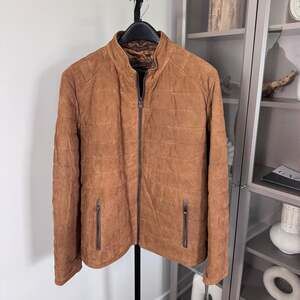 Overland Gavin Quilted Suede Tobacco Brown Zip Up Jacket XXL NEW Tan Leather